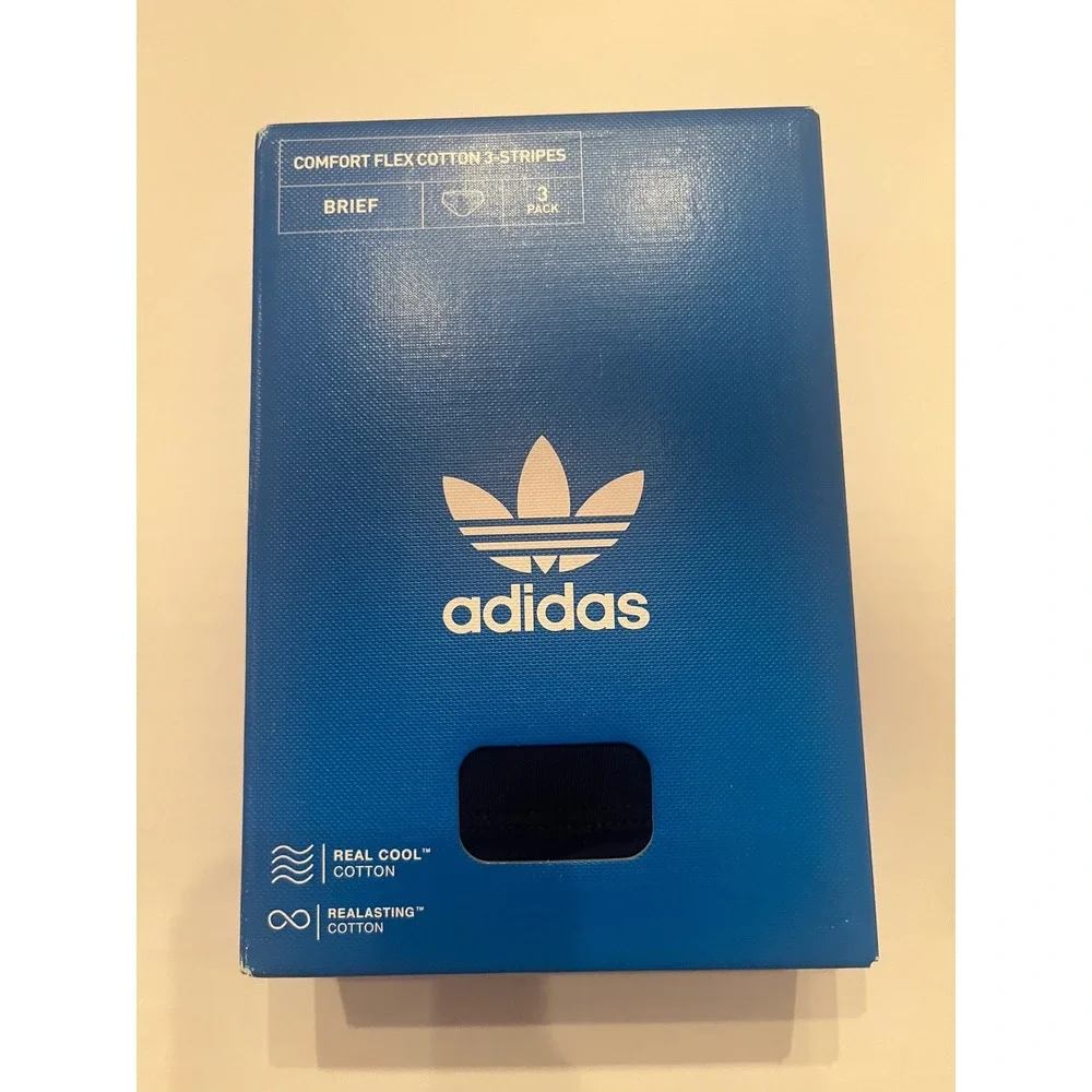 Adidas 3 Pack Comfort Flex Cotton 3 Stripes Briefs Black Size Large 36-38